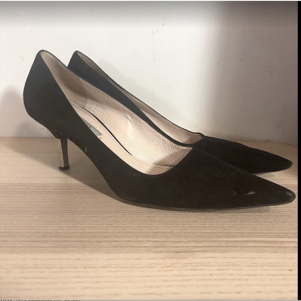 PRADA: CALZATURE DONNA Nero Suede Heels Size 39